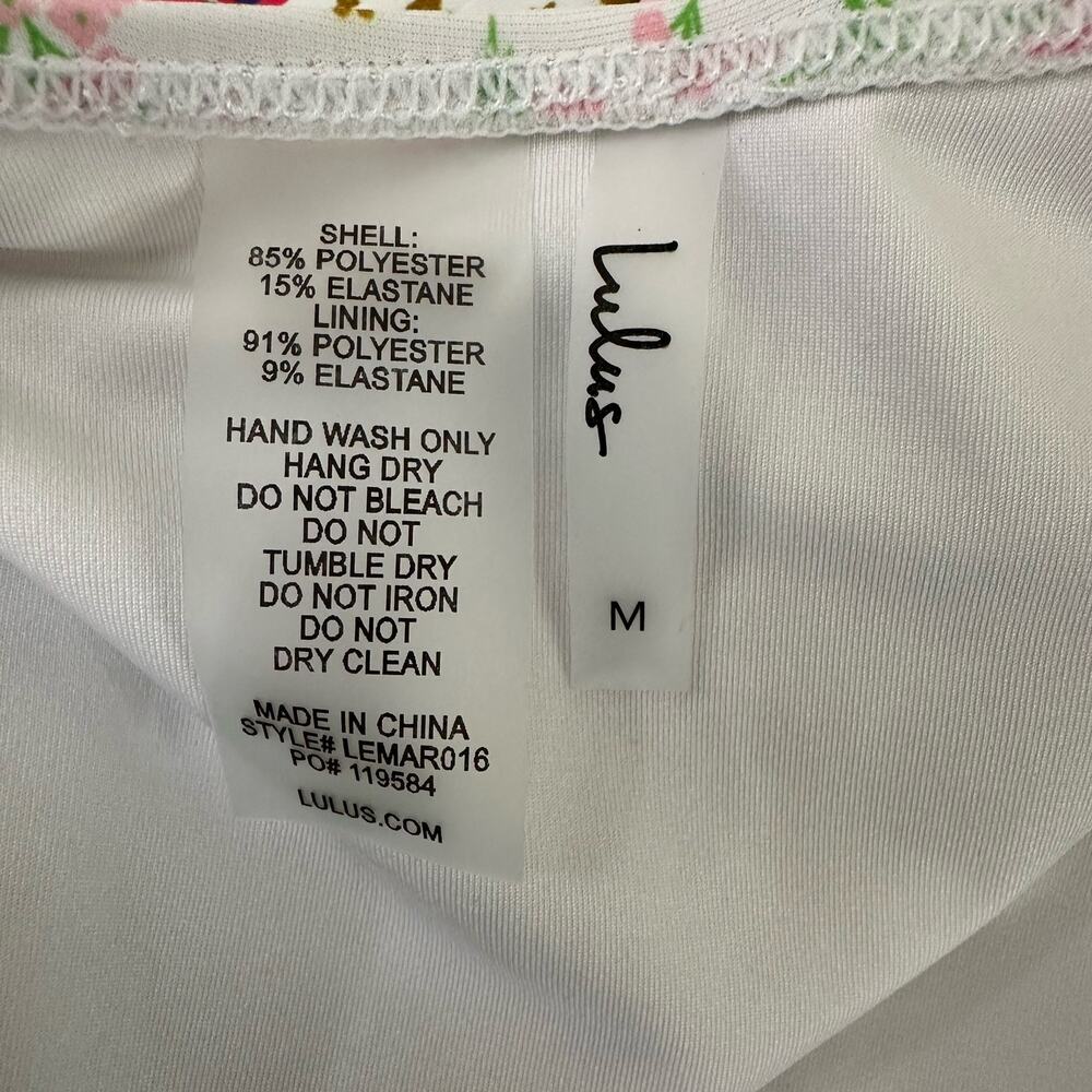 Lulus Womens size Medium Vacation Calling White Floral O-Ring One Piece Swimsuit - Picture 10 of 11
